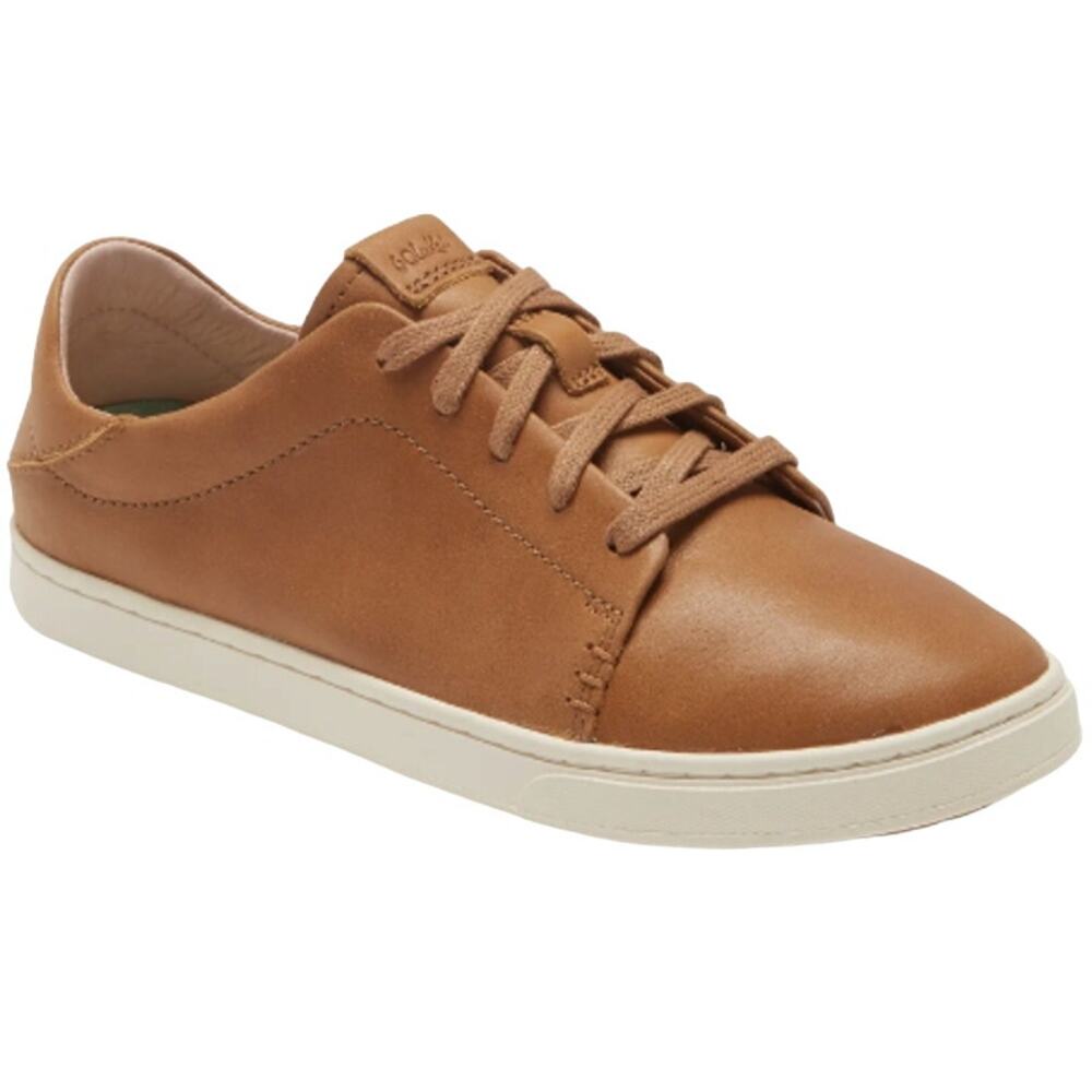 Olukai Pehuea Li Ili Sneakers Lace Up Low Top Genuine Leather Casual Brown 7